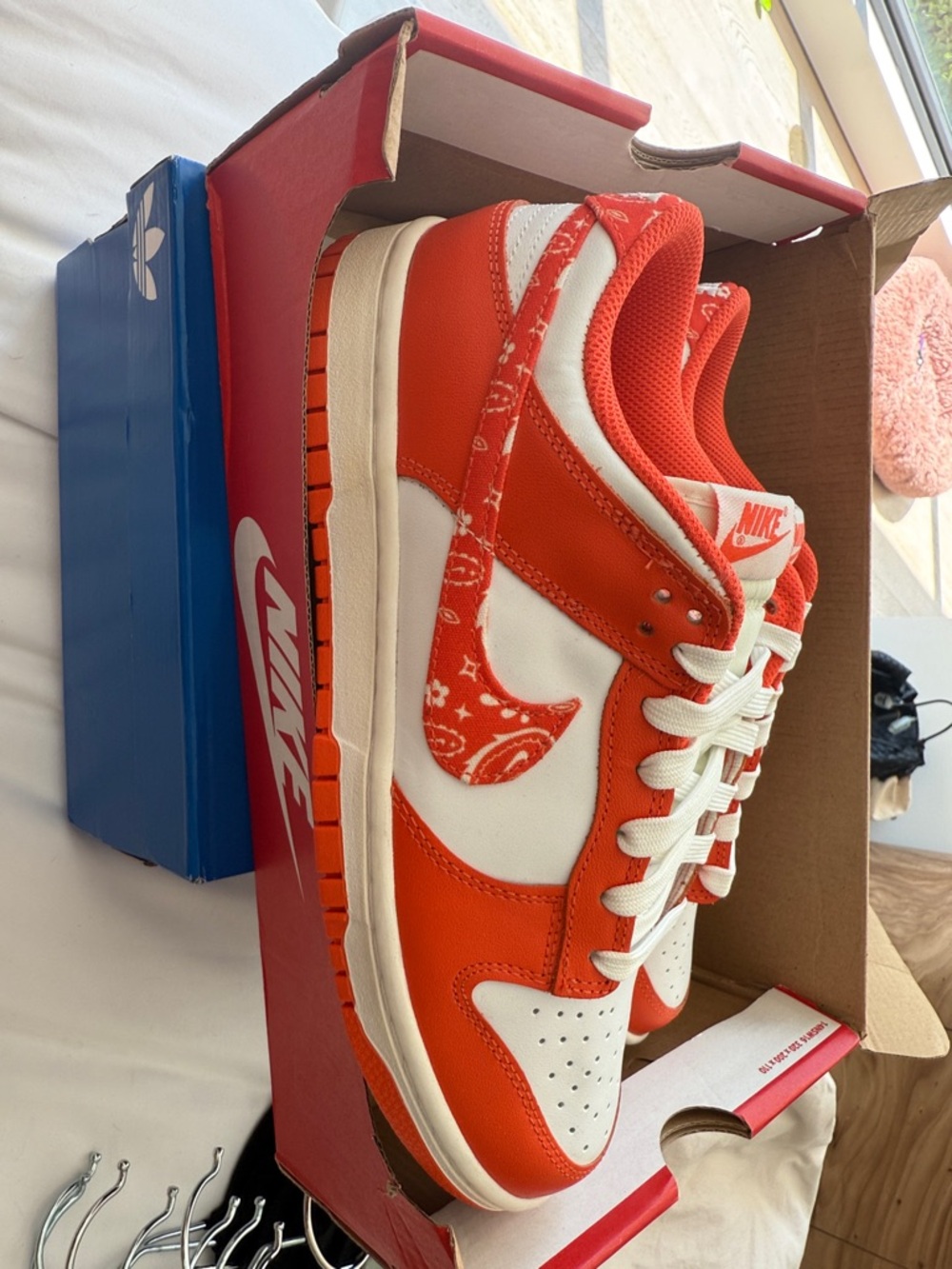 Nike Dunk Low Orange & White with Paisley Swoosh